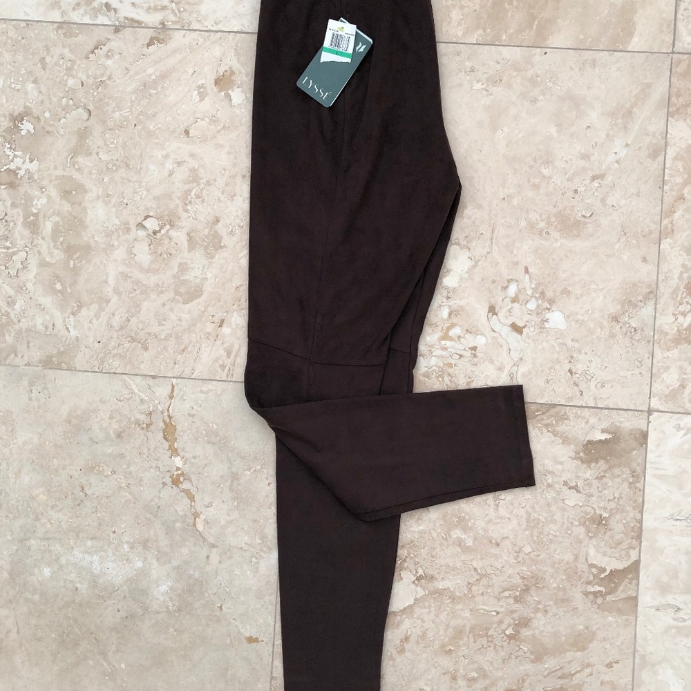 Lysse Espresso Brown Faux Suede Leggings High Waisted Large NWT